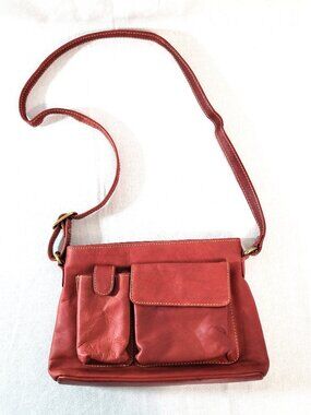 Vintage Chaos Leather Collection Red Handbag - Genuine Leather Organizer Purse